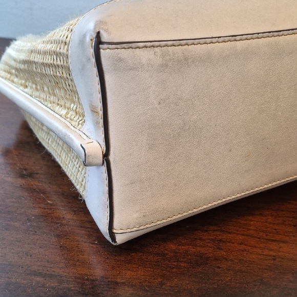 Coach Mollie Tote Straw with Beige Leather Trim and Tassel Crossbody - Picture 10 of 16